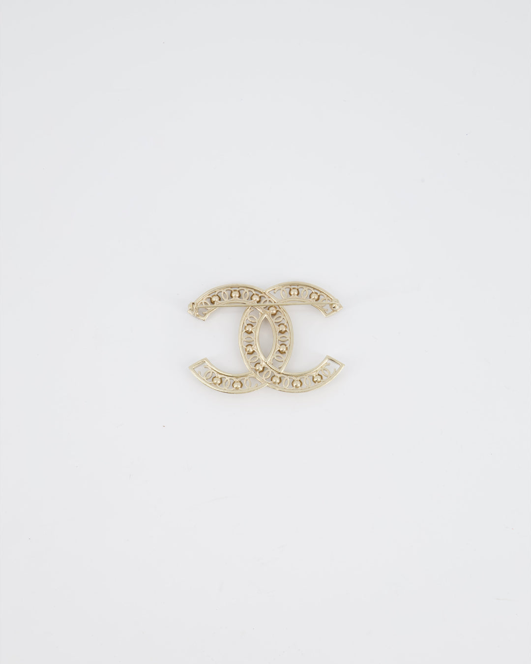 *HOT* Chanel Large CC Pearls and Blue Crystals Brooch with Champagne Gold Hardware&nbsp;