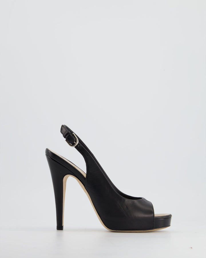 *FIRE PRICE* Top Quality Chanel Black Open-Tie Sling Back with CC Stitched Logo Size EU 35.5