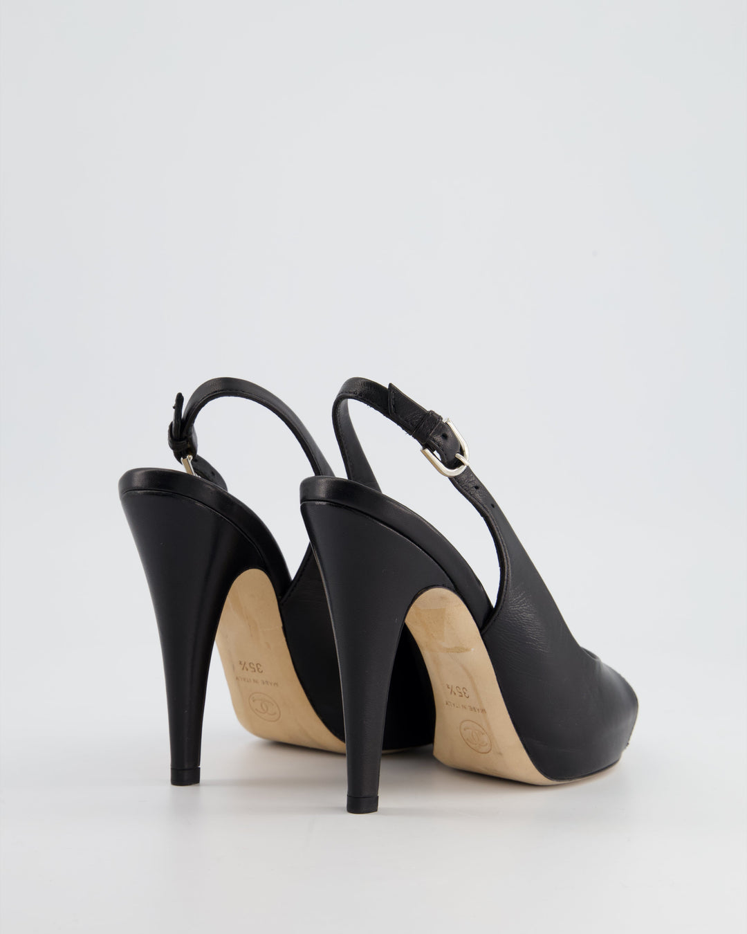 *FIRE PRICE* Top Quality Chanel Black Open-Tie Sling Back with CC Stitched Logo Size EU 35.5