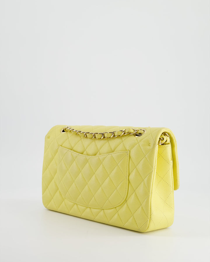 Top Quality Chanel Sorbet Yellow Medium Classic Double Flap Bag in Caviar Leather with Champagne Gold Hardware