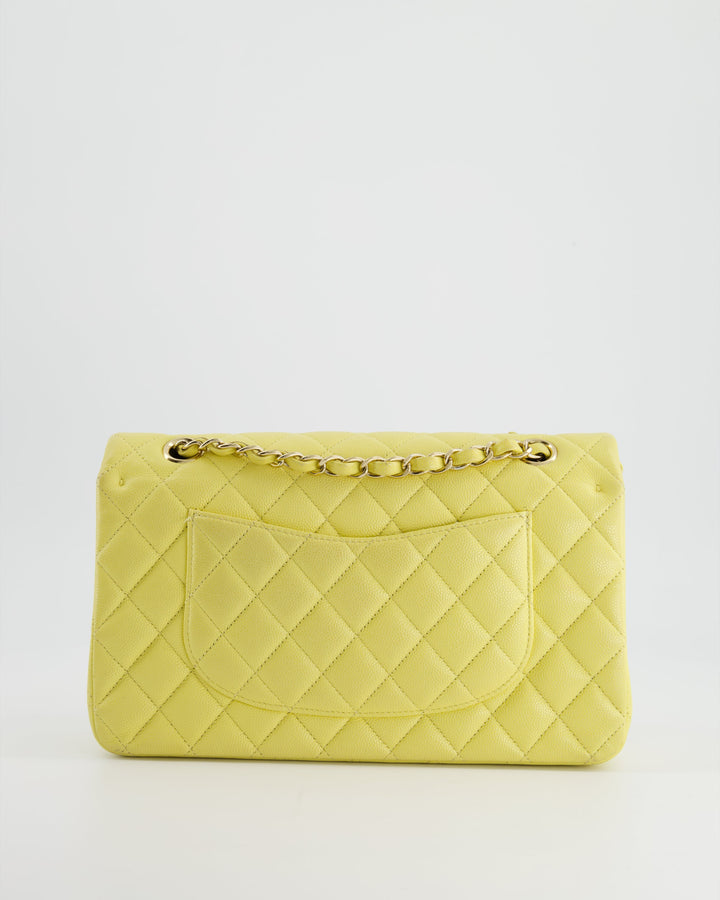 Top Quality Chanel Sorbet Yellow Medium Classic Double Flap Bag in Caviar Leather with Champagne Gold Hardware