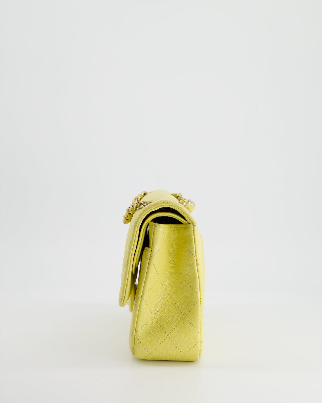 Top Quality Chanel Sorbet Yellow Medium Classic Double Flap Bag in Caviar Leather with Champagne Gold Hardware