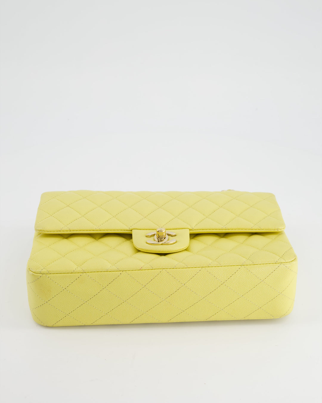 Top Quality Chanel Sorbet Yellow Medium Classic Double Flap Bag in Caviar Leather with Champagne Gold Hardware