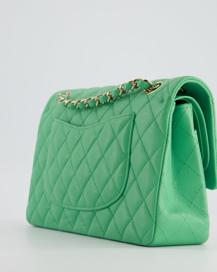 Top Quality Chanel Mint Green Medium Classic Double Flap in Caviar Leather with Champagne Gold Hardware