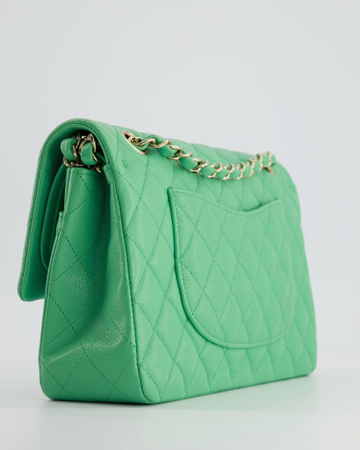 Top Quality Chanel Mint Green Medium Classic Double Flap in Caviar Leather with Champagne Gold Hardware