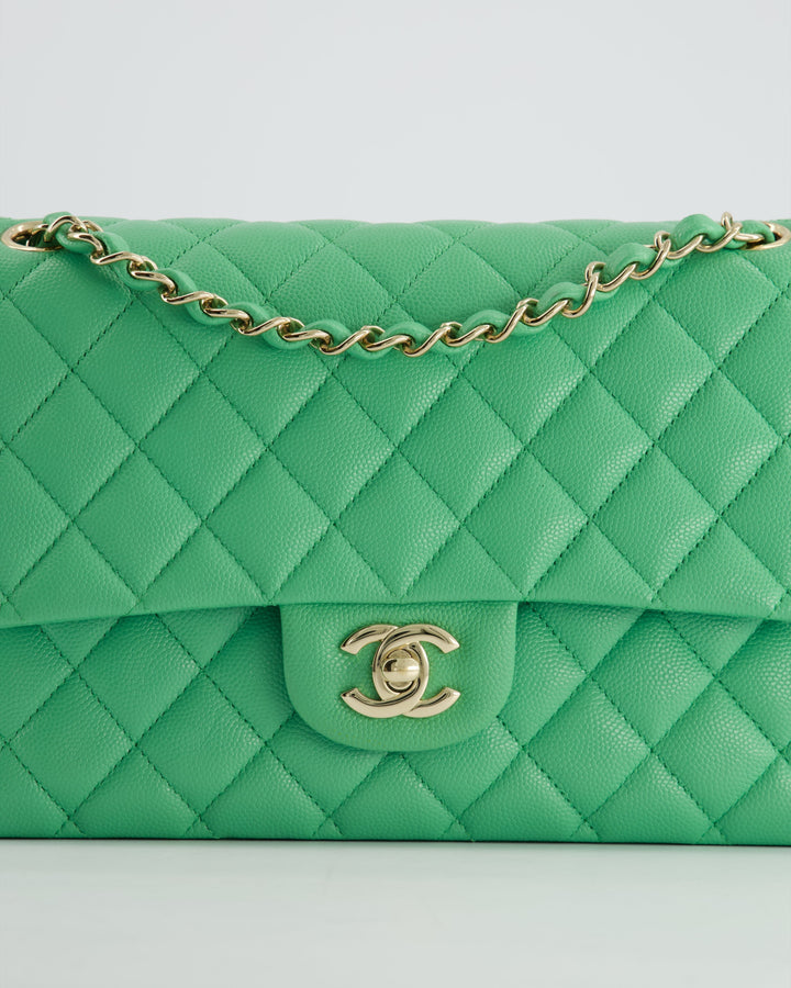 Top Quality Chanel Mint Green Medium Classic Double Flap in Caviar Leather with Champagne Gold Hardware