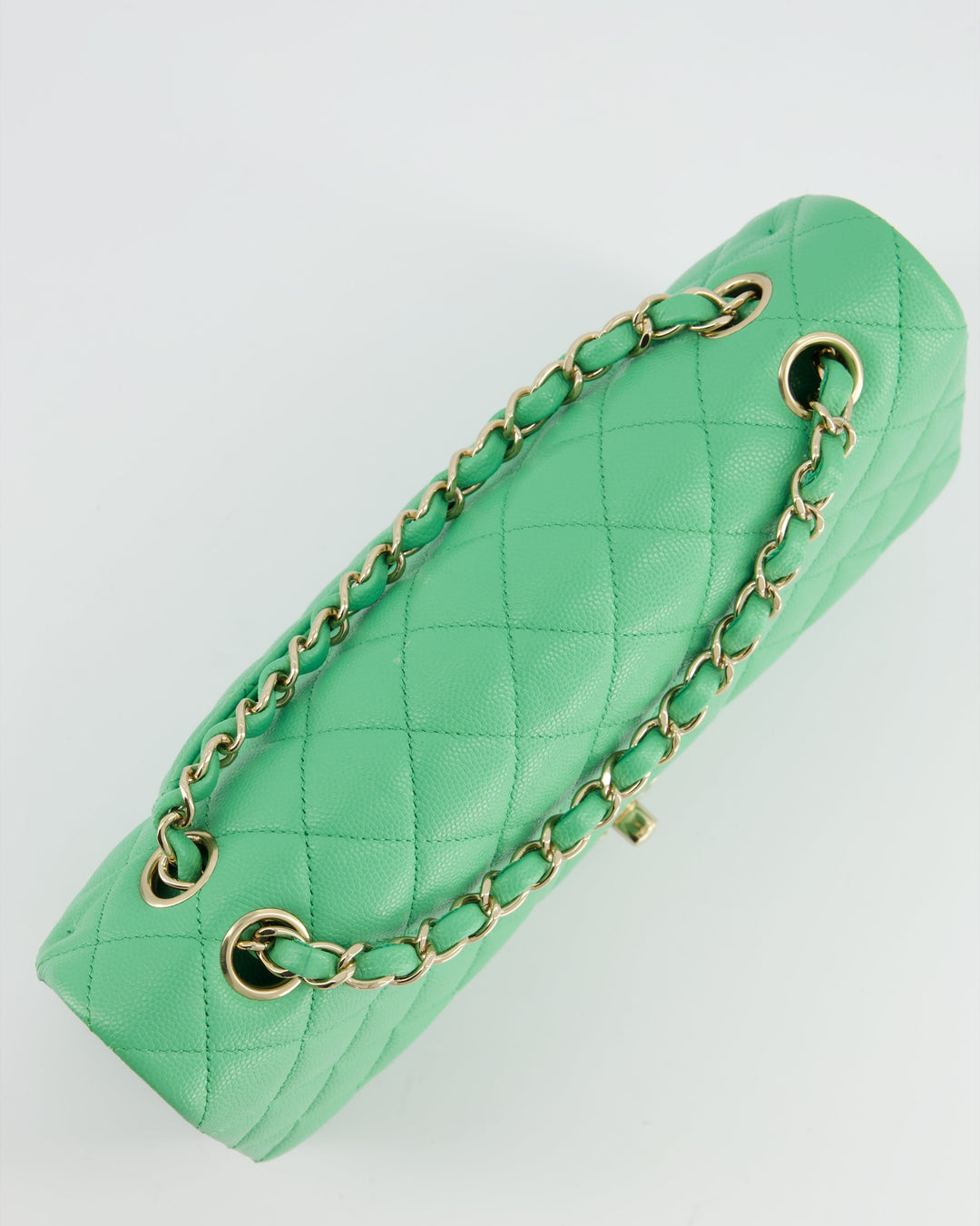 Top Quality Chanel Mint Green Medium Classic Double Flap in Caviar Leather with Champagne Gold Hardware