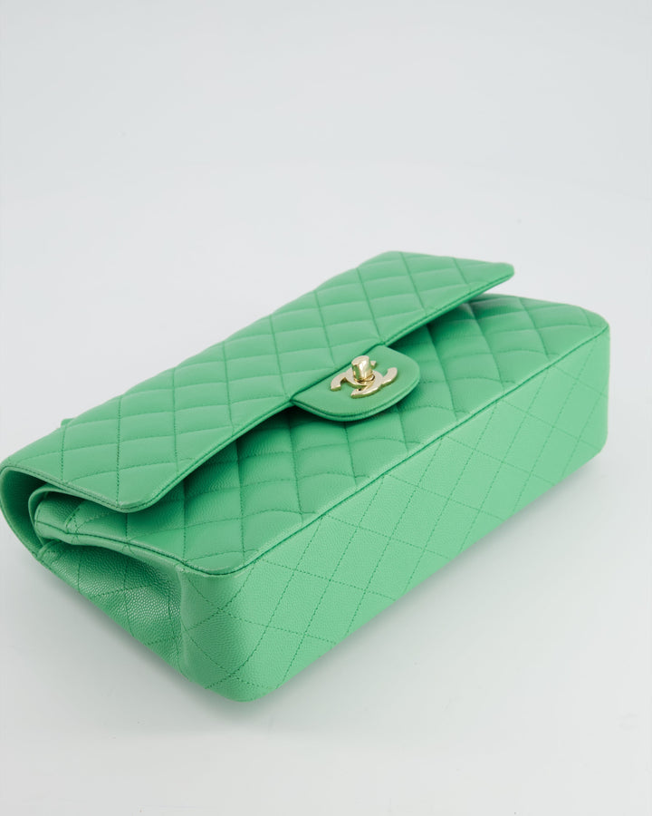 Top Quality Chanel Mint Green Medium Classic Double Flap in Caviar Leather with Champagne Gold Hardware
