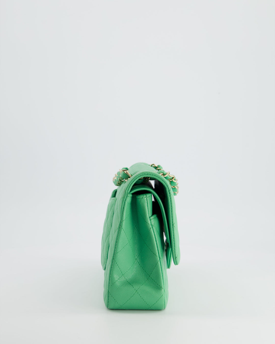 Top Quality Chanel Mint Green Medium Classic Double Flap in Caviar Leather with Champagne Gold Hardware