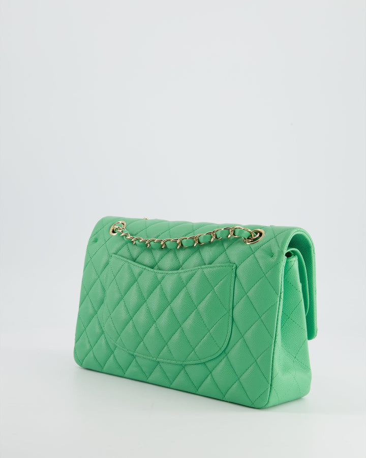 Top Quality Chanel Mint Green Medium Classic Double Flap in Caviar Leather with Champagne Gold Hardware