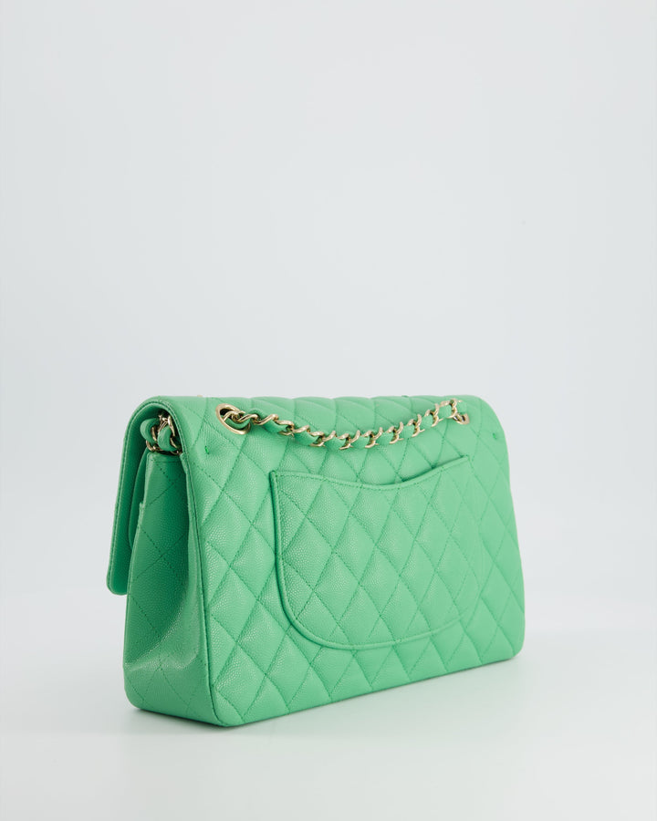 Top Quality Chanel Mint Green Medium Classic Double Flap in Caviar Leather with Champagne Gold Hardware