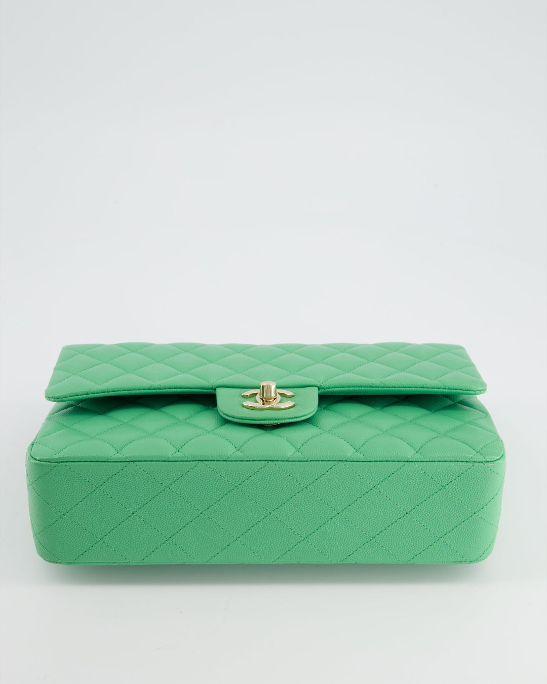 Top Quality Chanel Mint Green Medium Classic Double Flap in Caviar Leather with Champagne Gold Hardware