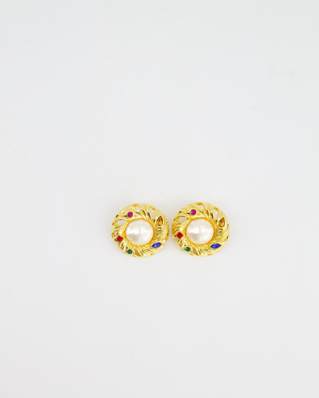 *RARE* Yves Saint Laurent Pearl Rhinestone Brooch and Earrings Set