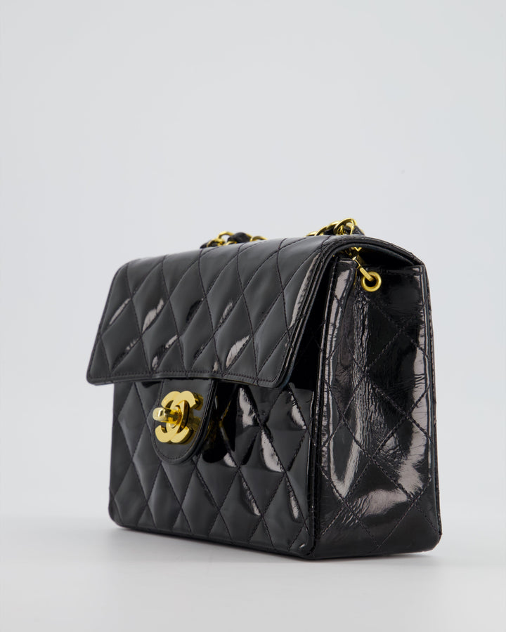 *RARE* Top Quality Chanel Vintage Black Mini Square Flap Bag in Patent Leather with 24k Gold Hardware