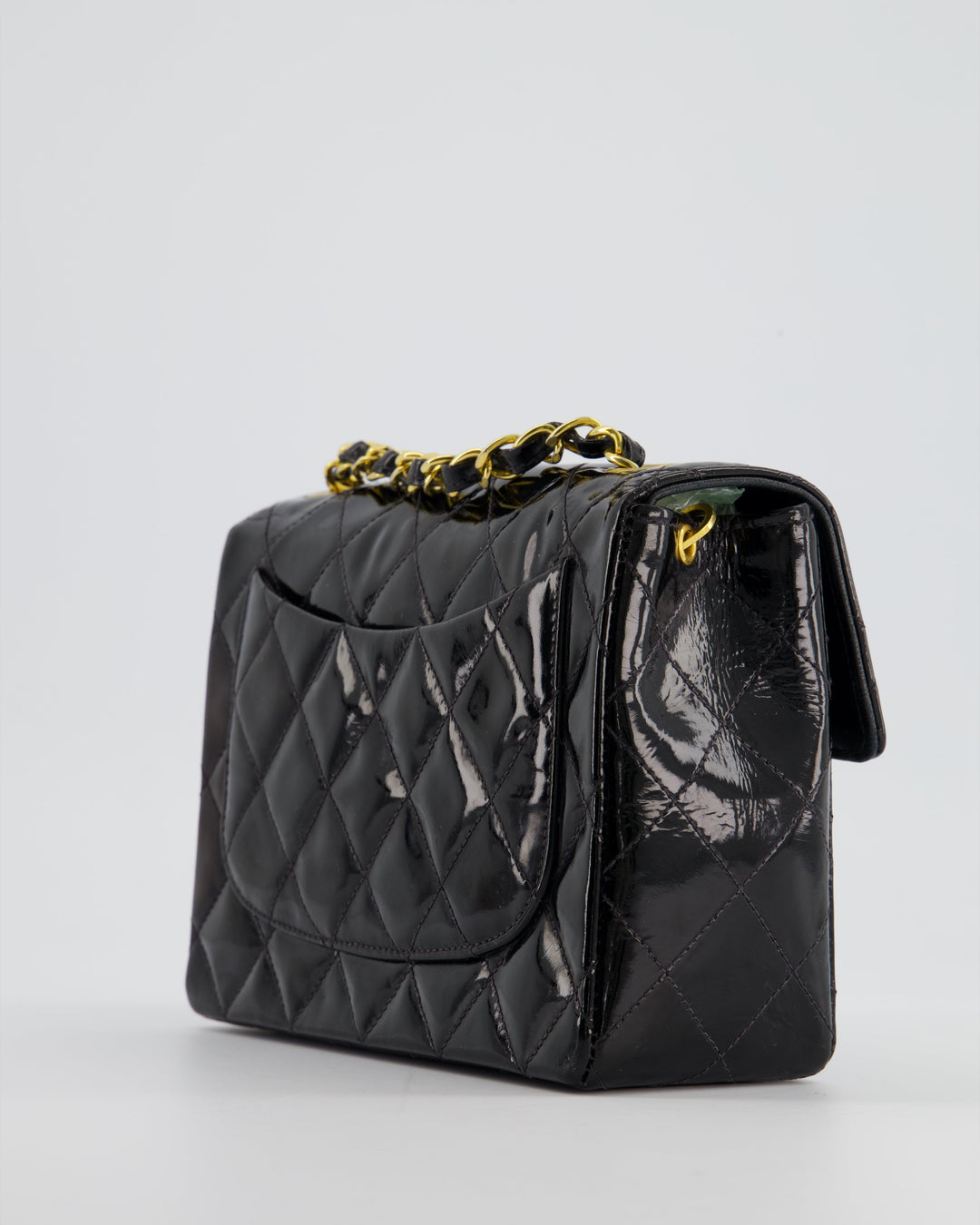 *RARE* Top Quality Chanel Vintage Black Mini Square Flap Bag in Patent Leather with 24k Gold Hardware