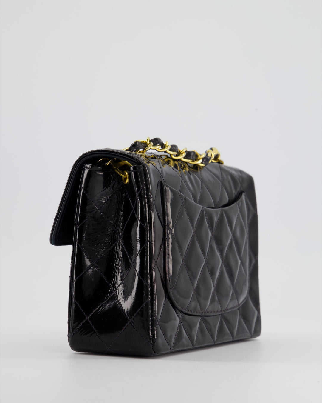 *RARE* Top Quality Chanel Vintage Black Mini Square Flap Bag in Patent Leather with 24k Gold Hardware