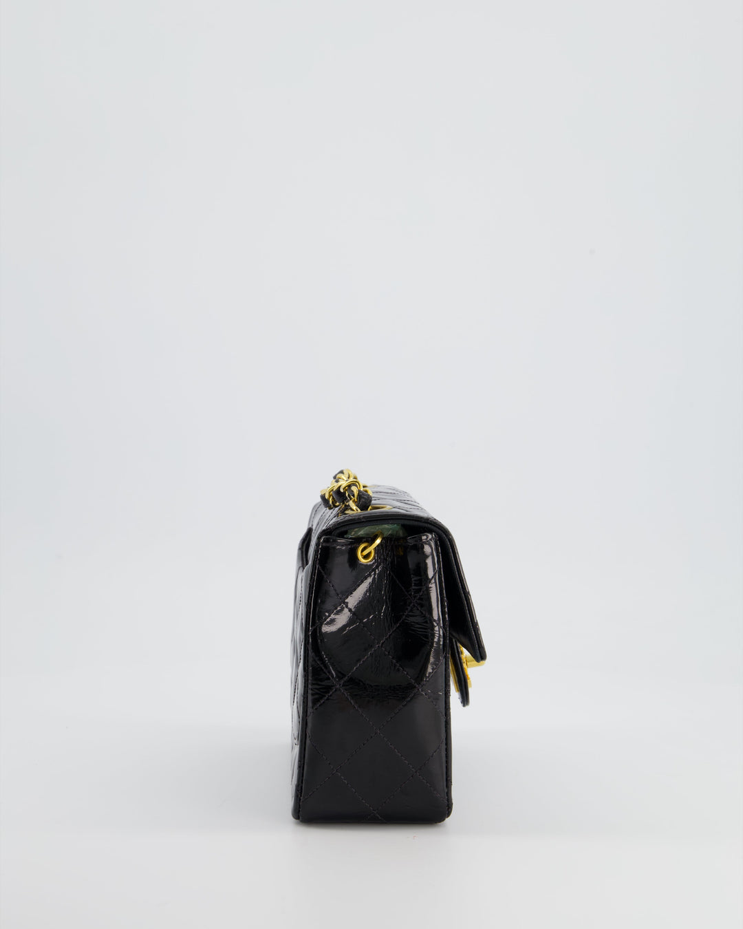 *RARE* Top Quality Chanel Vintage Black Mini Square Flap Bag in Patent Leather with 24k Gold Hardware