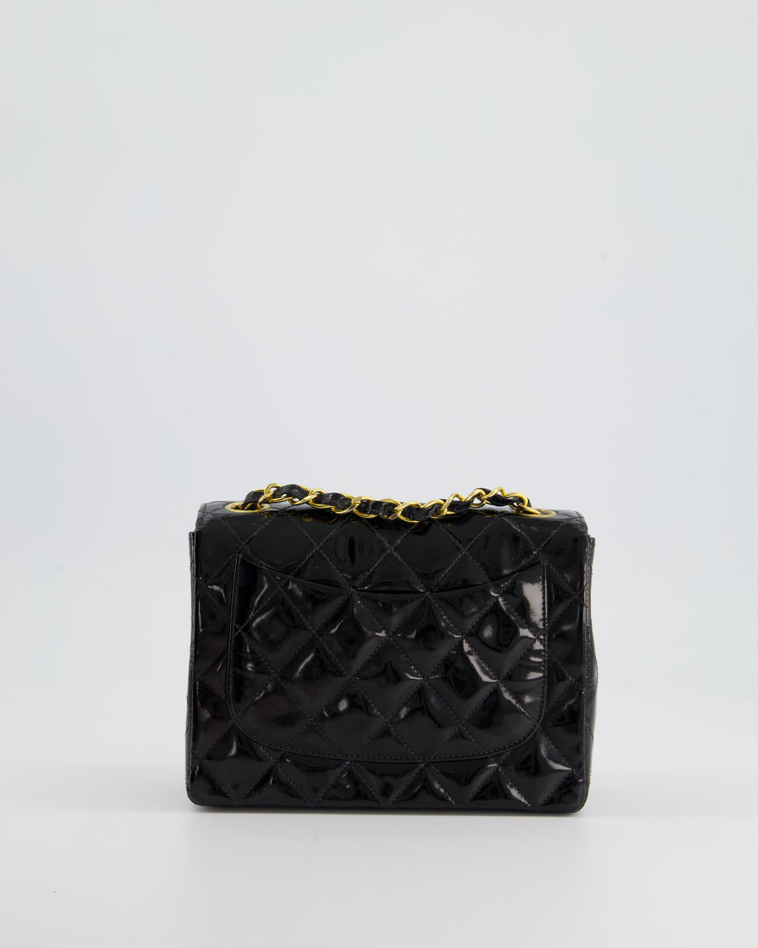 *RARE* Top Quality Chanel Vintage Black Mini Square Flap Bag in Patent Leather with 24k Gold Hardware