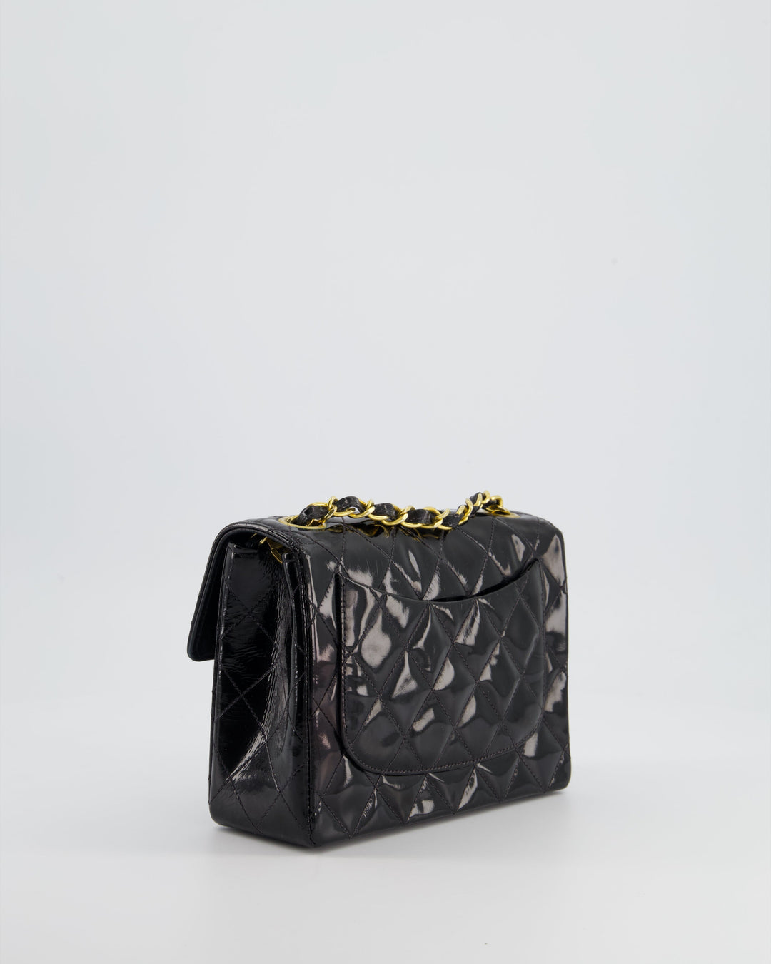 *RARE* Top Quality Chanel Vintage Black Mini Square Flap Bag in Patent Leather with 24k Gold Hardware