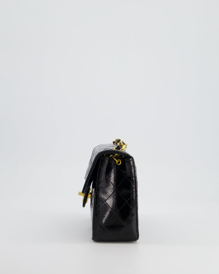 *RARE* Top Quality Chanel Vintage Black Mini Square Flap Bag in Patent Leather with 24k Gold Hardware