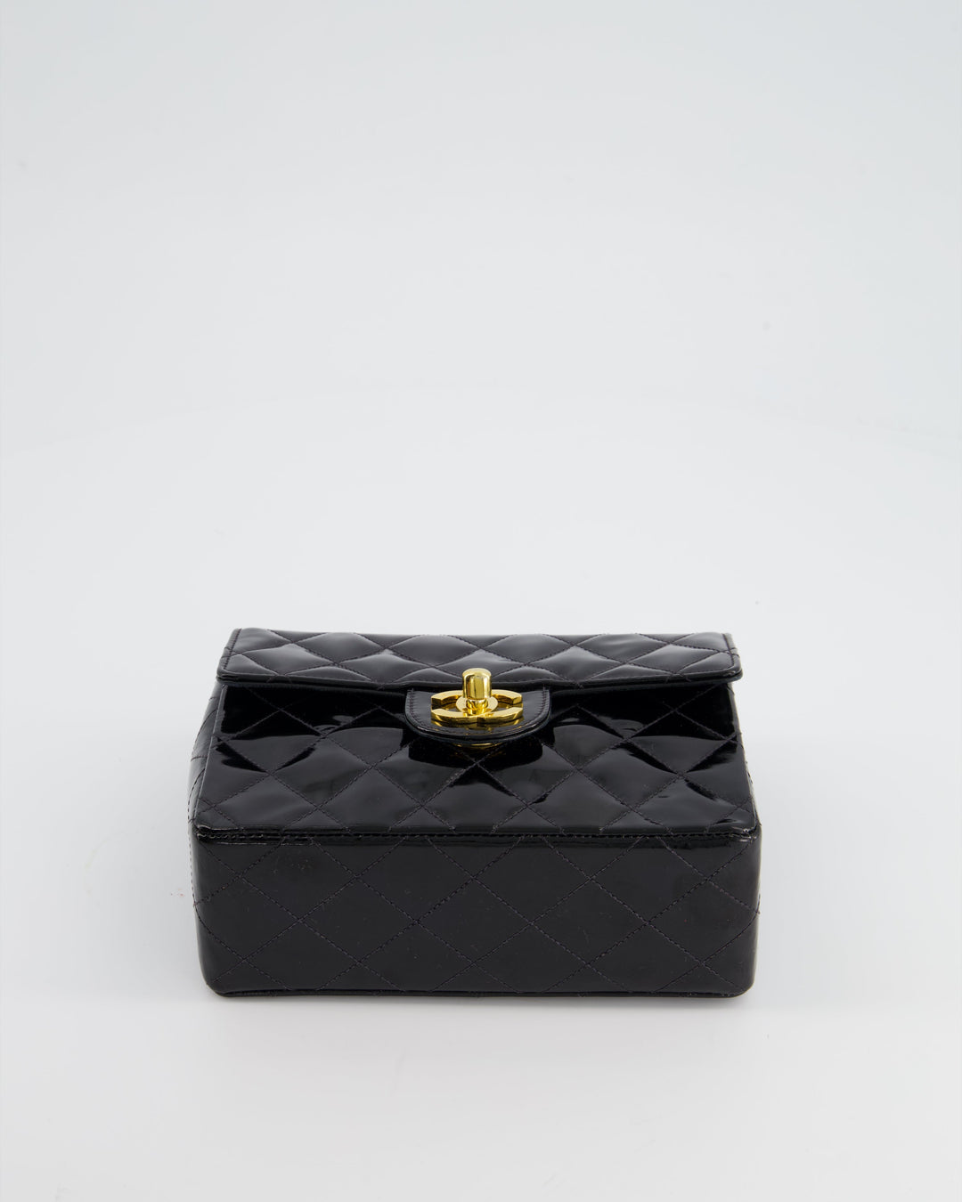 *RARE* Top Quality Chanel Vintage Black Mini Square Flap Bag in Patent Leather with 24k Gold Hardware