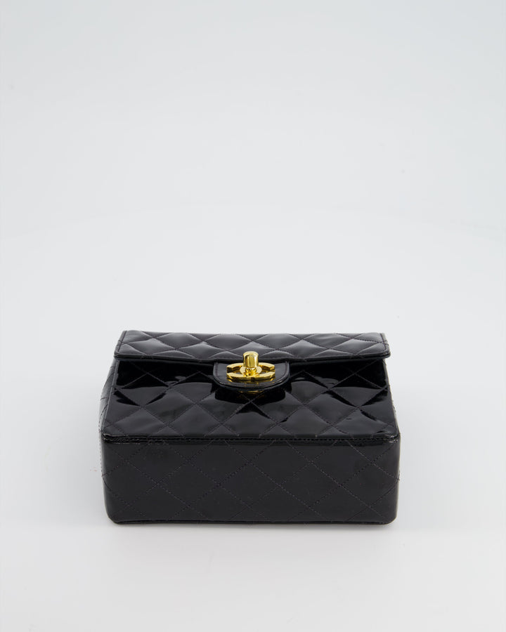 *RARE* Top Quality Chanel Vintage Black Mini Square Flap Bag in Patent Leather with 24k Gold Hardware