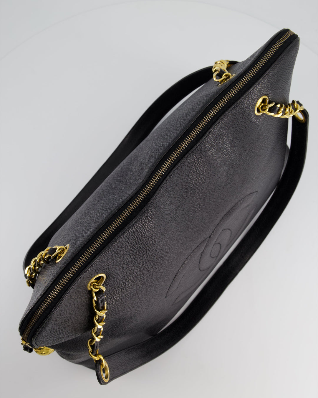 *HOT* Top Quality Chanel Black Vintage XL Coco Mark Shoulder Bag in Caviar Leather with 24K Gold Hardware