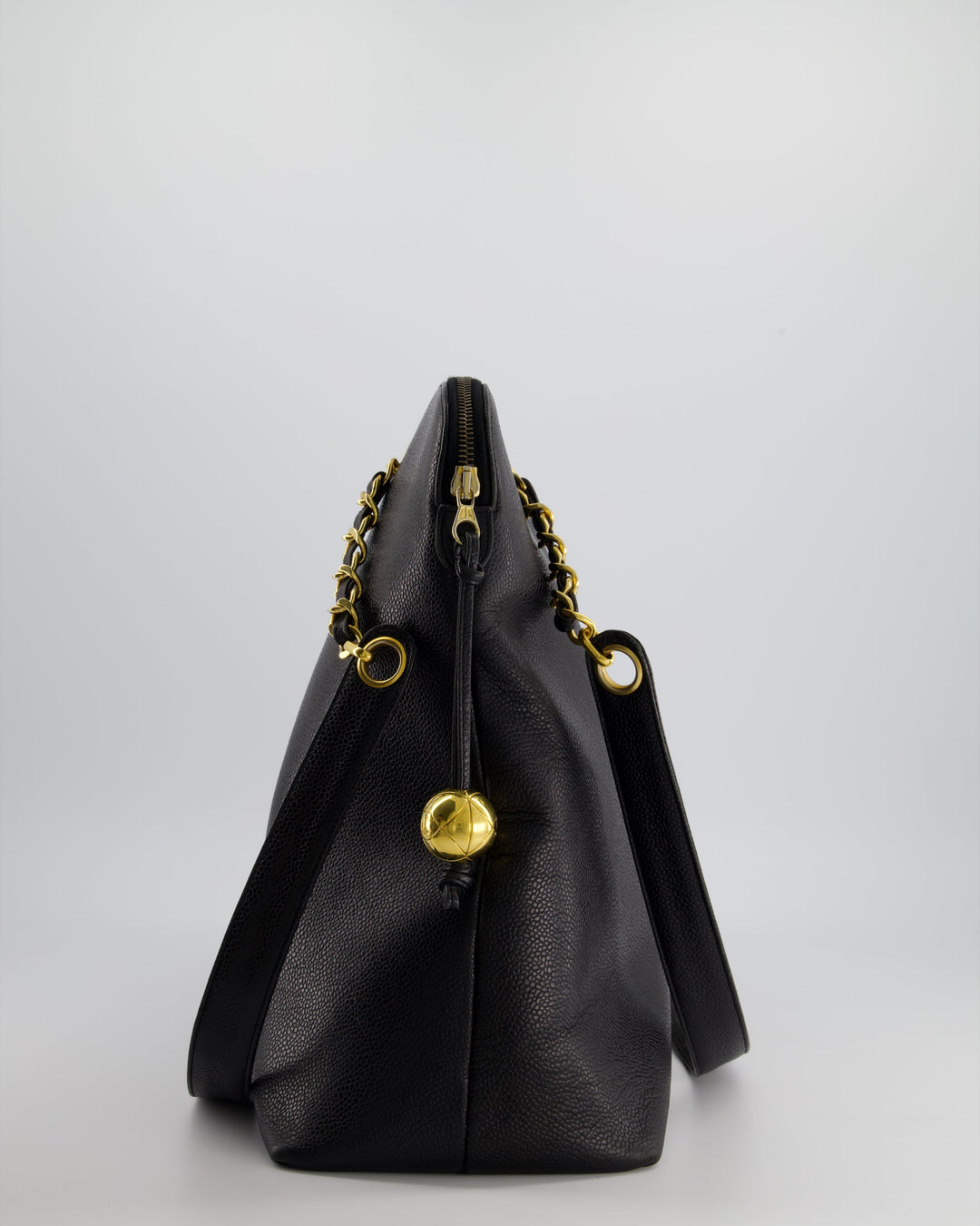 *HOT* Top Quality Chanel Black Vintage XL Coco Mark Shoulder Bag in Caviar Leather with 24K Gold Hardware