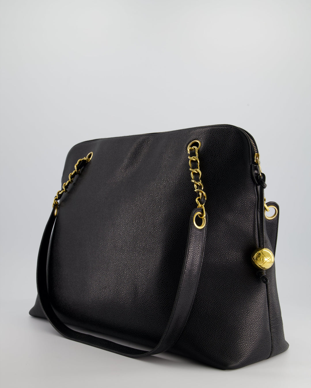 *HOT* Top Quality Chanel Black Vintage XL Coco Mark Shoulder Bag in Caviar Leather with 24K Gold Hardware
