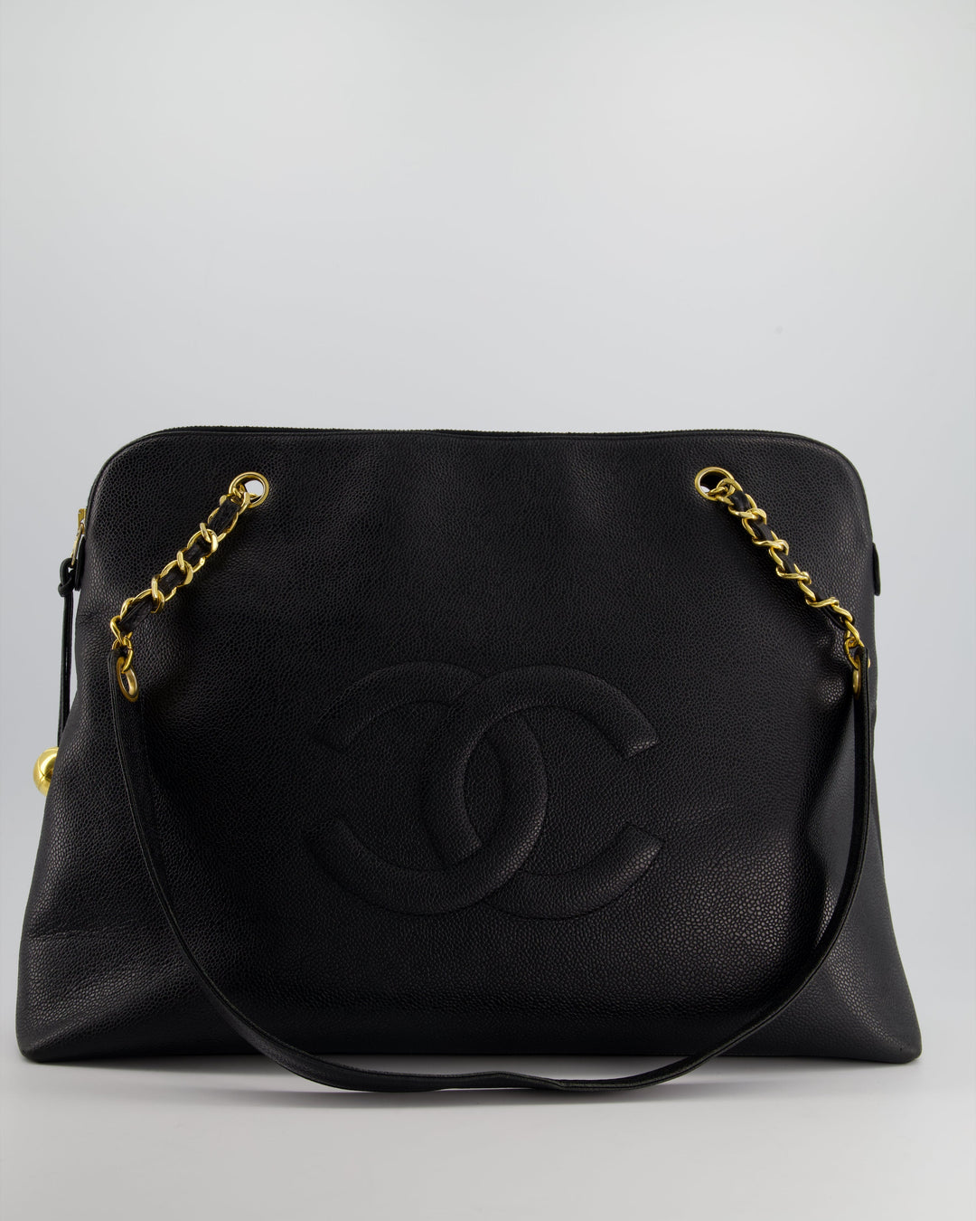 *HOT* Top Quality Chanel Black Vintage XL Coco Mark Shoulder Bag in Caviar Leather with 24K Gold Hardware