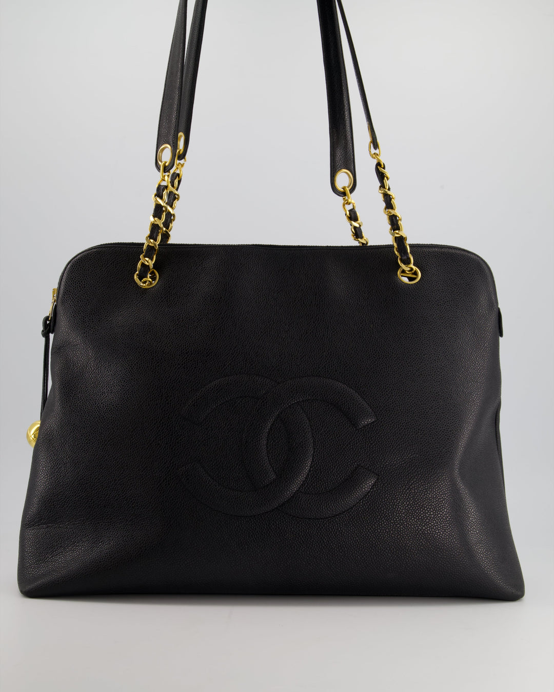 *HOT* Top Quality Chanel Black Vintage XL Coco Mark Shoulder Bag in Caviar Leather with 24K Gold Hardware