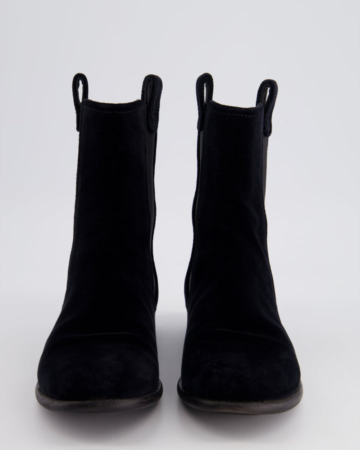Top Quality Chanel Black Velvet High Top Boots with Gold Camellia Detail Size EU 40.5