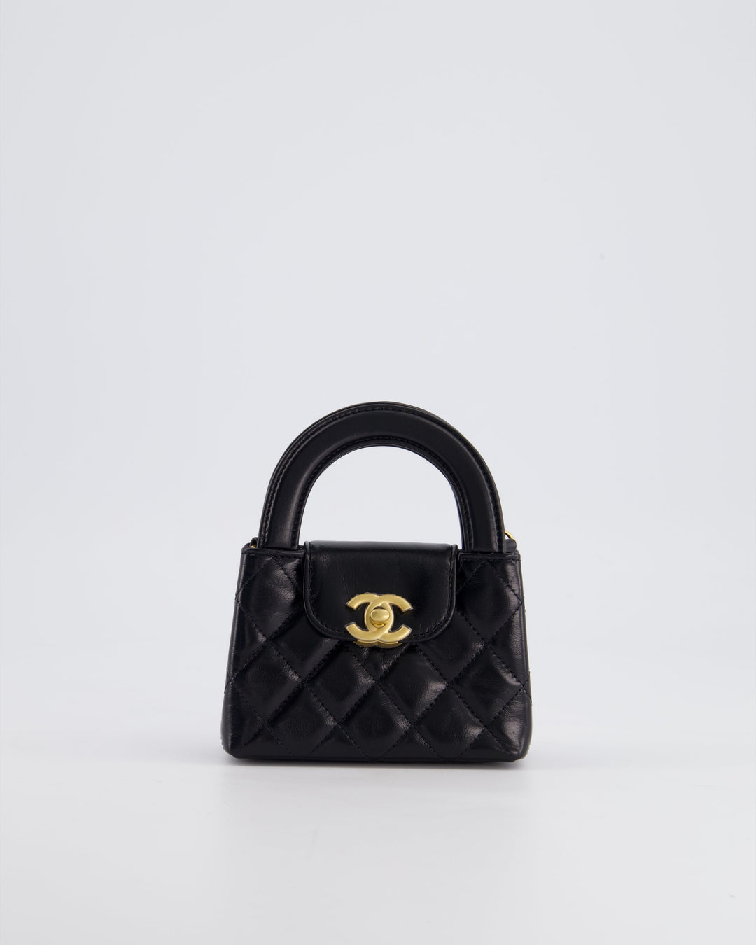 *HOT & RARE* Top Quality Chanel Black Nano Kelly Shopping Bag in Calfskin Leather with Brushed Antique Gold Hardware