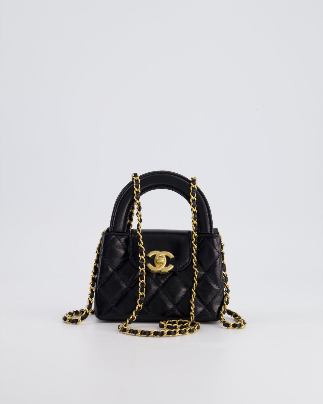 *HOT & RARE* Top Quality Chanel Black Nano Kelly Shopping Bag in Calfskin Leather with Brushed Antique Gold Hardware