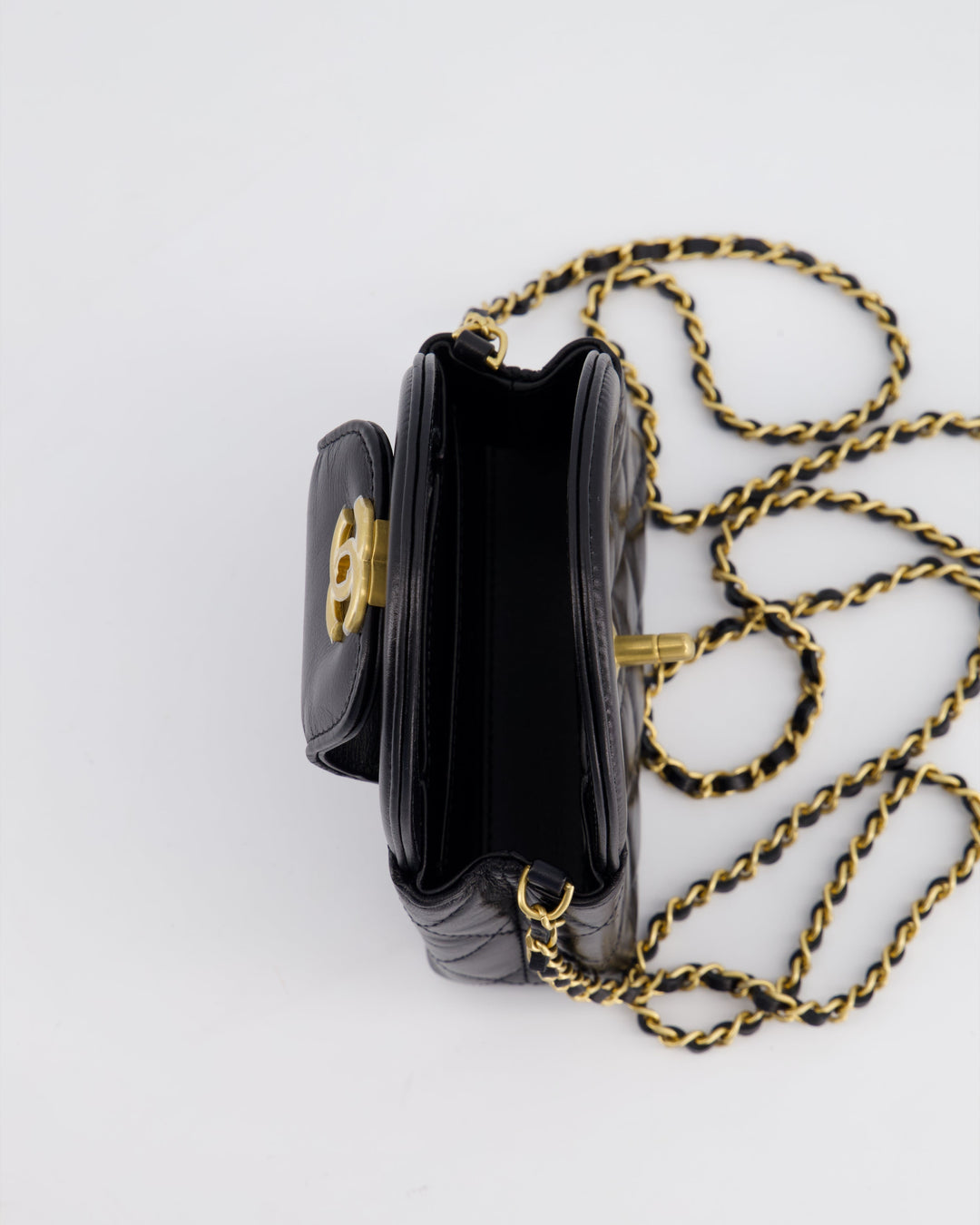 *HOT & RARE* Top Quality Chanel Black Nano Kelly Shopping Bag in Calfskin Leather with Brushed Antique Gold Hardware