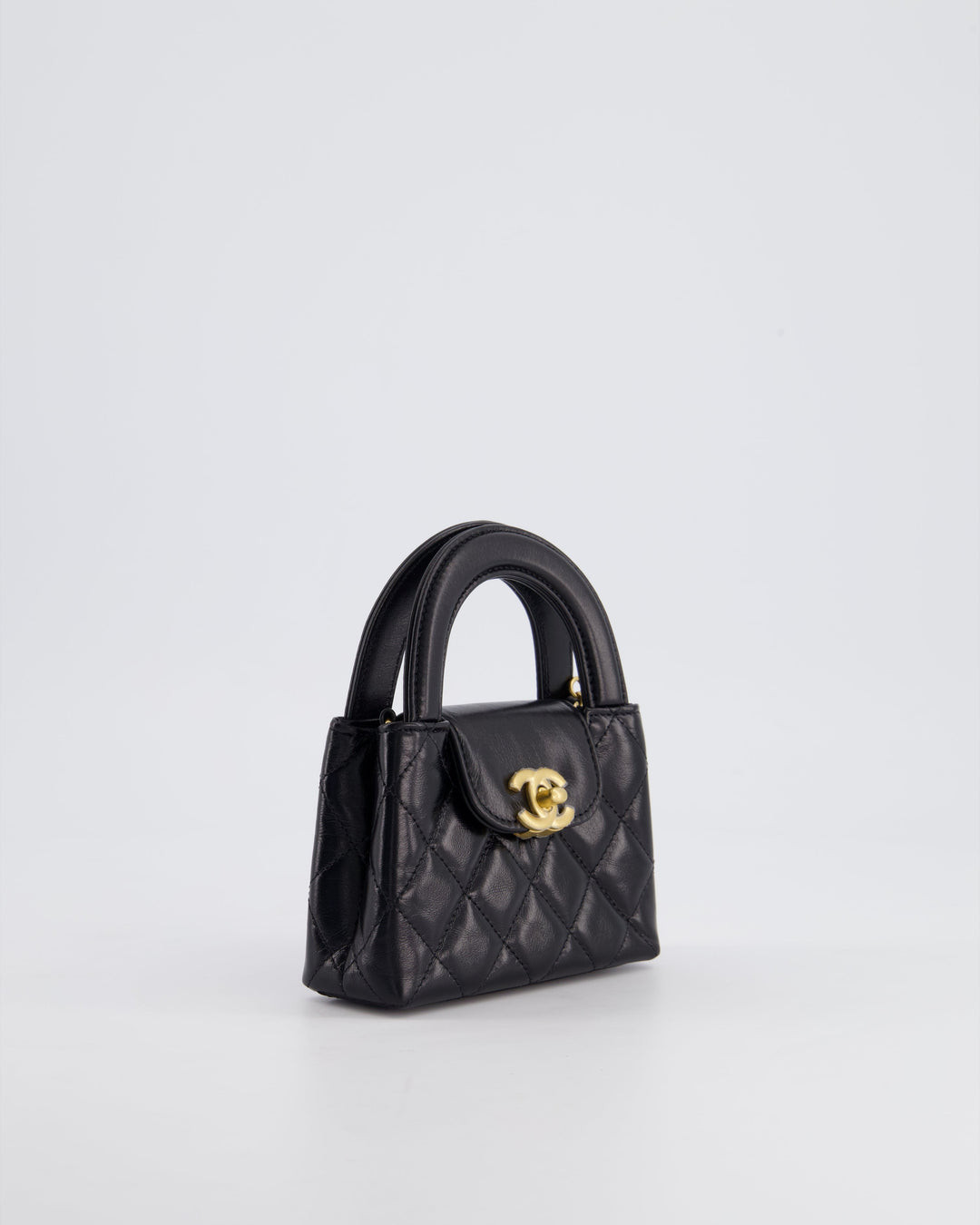 *HOT & RARE* Top Quality Chanel Black Nano Kelly Shopping Bag in Calfskin Leather with Brushed Antique Gold Hardware