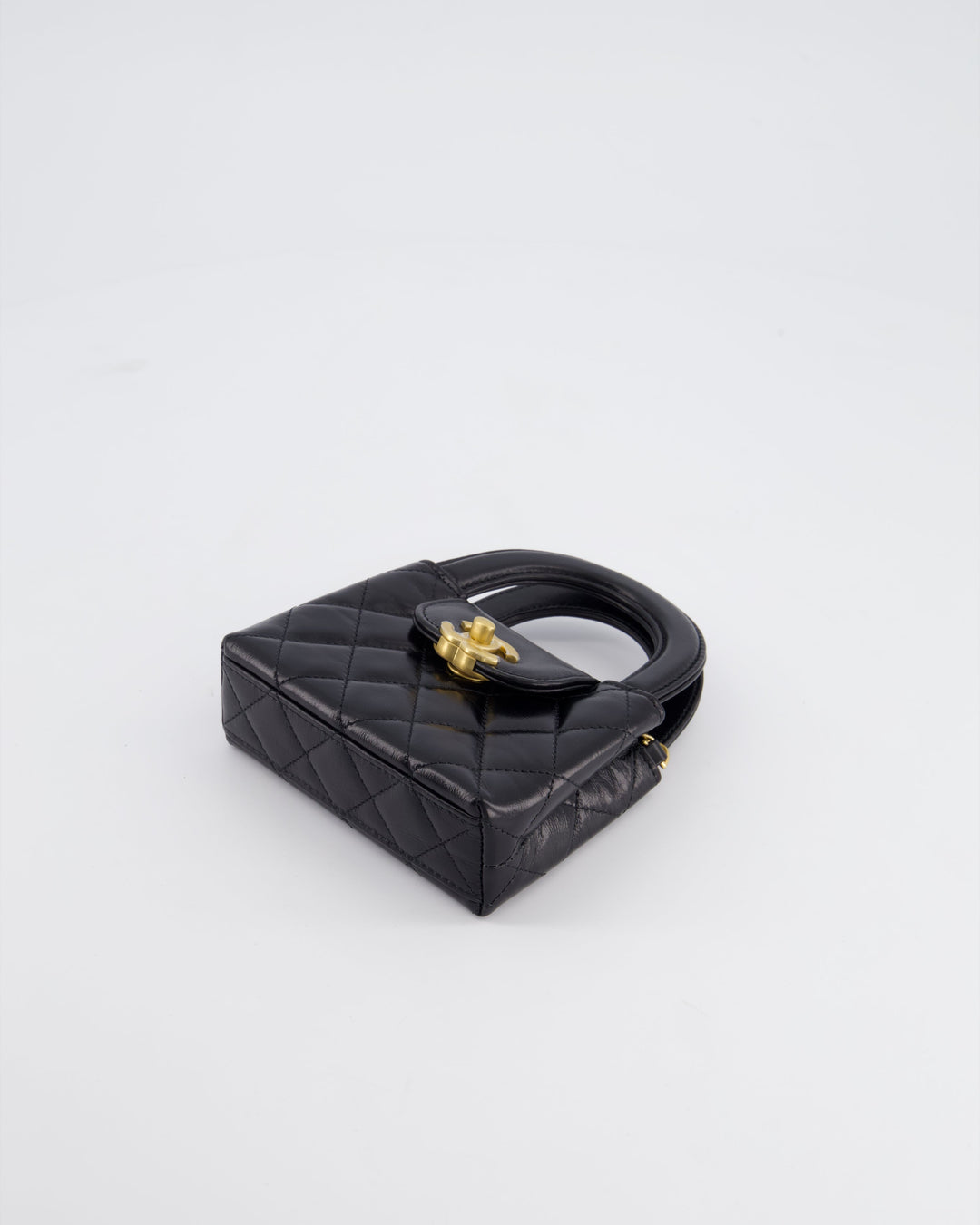 *HOT & RARE* Top Quality Chanel Black Nano Kelly Shopping Bag in Calfskin Leather with Brushed Antique Gold Hardware