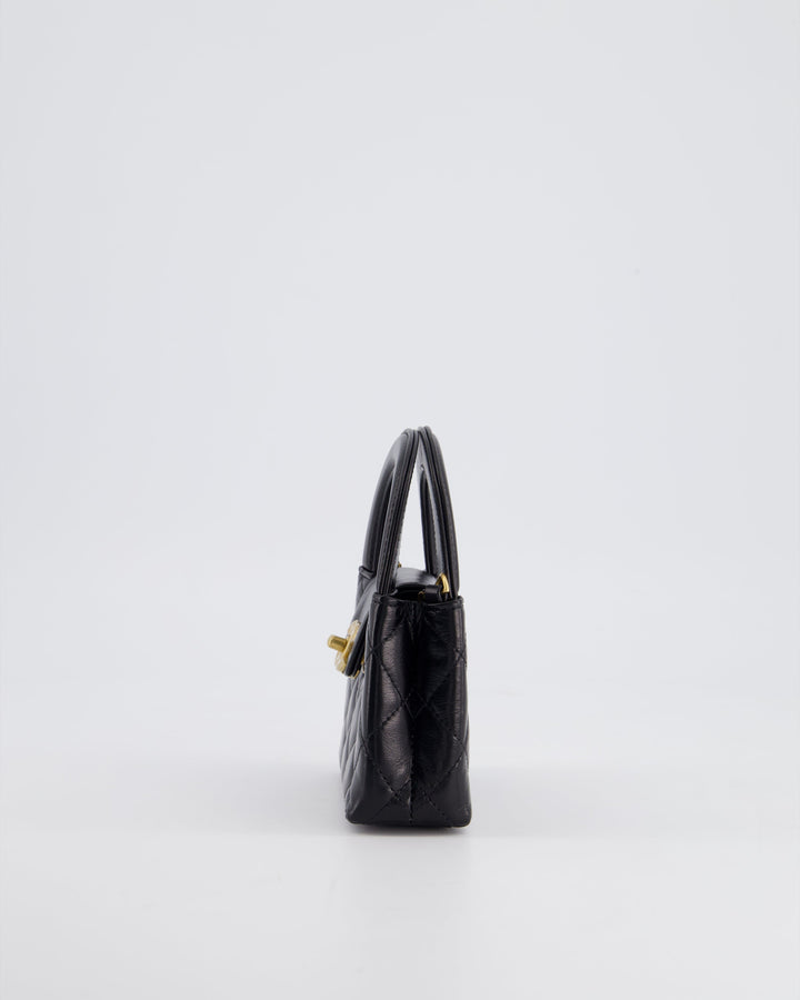 *HOT & RARE* Top Quality Chanel Black Nano Kelly Shopping Bag in Calfskin Leather with Brushed Antique Gold Hardware