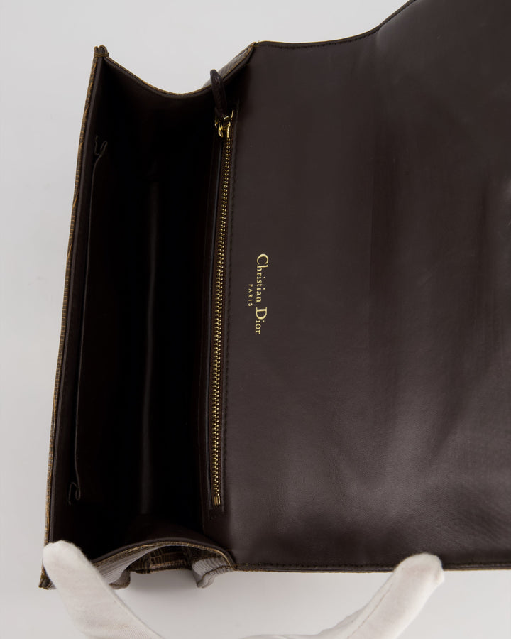 *RARE* Christian Top quality Dior Brown Medium Top quality Diorama Bag in Lizard Leather with Champagne Gold Hardware