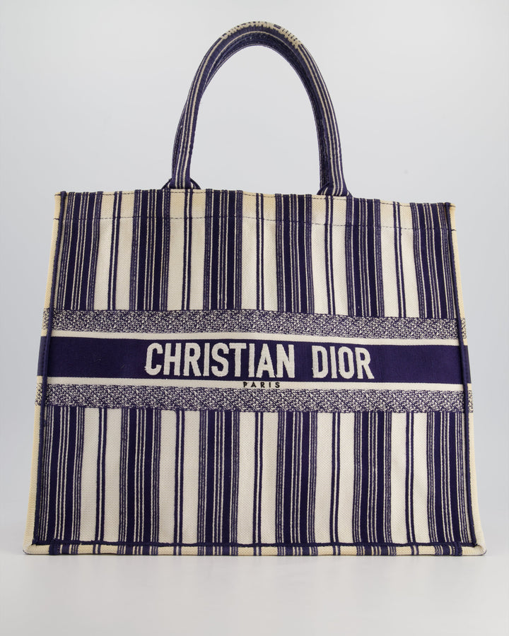 *FIRE PRICE* Christian Top quality Dior Navy & White La Canvas Porto Cervo Edition Book Tote