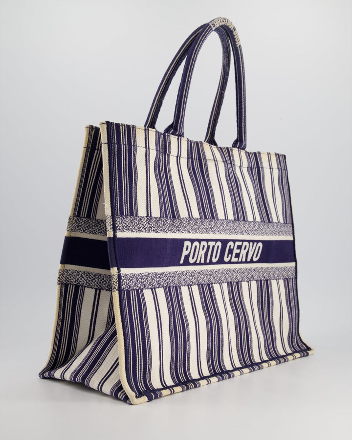 *FIRE PRICE* Christian Top quality Dior Navy & White La Canvas Porto Cervo Edition Book Tote