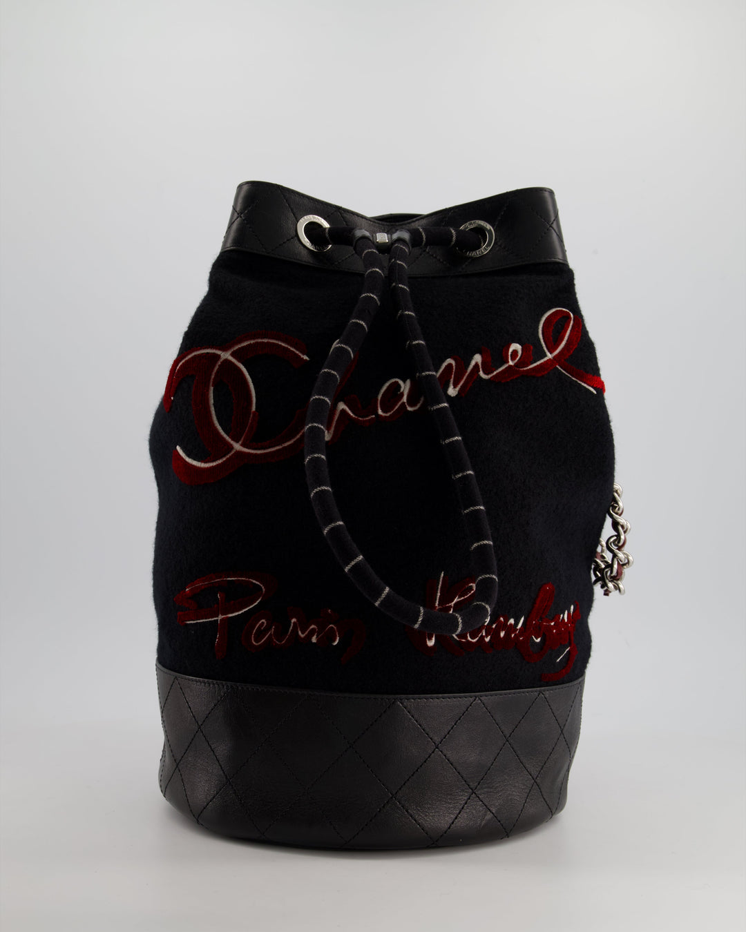 *SUPER RARE* Top Quality Chanel Pre-Fall 2018 Paris Hamburg Wool & Leather One Strap Backpack with Silver Hardware