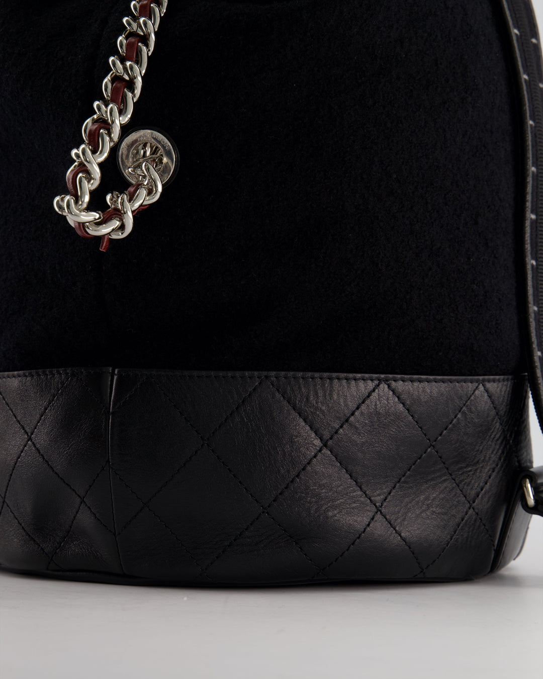 *SUPER RARE* Top Quality Chanel Pre-Fall 2018 Paris Hamburg Wool & Leather One Strap Backpack with Silver Hardware