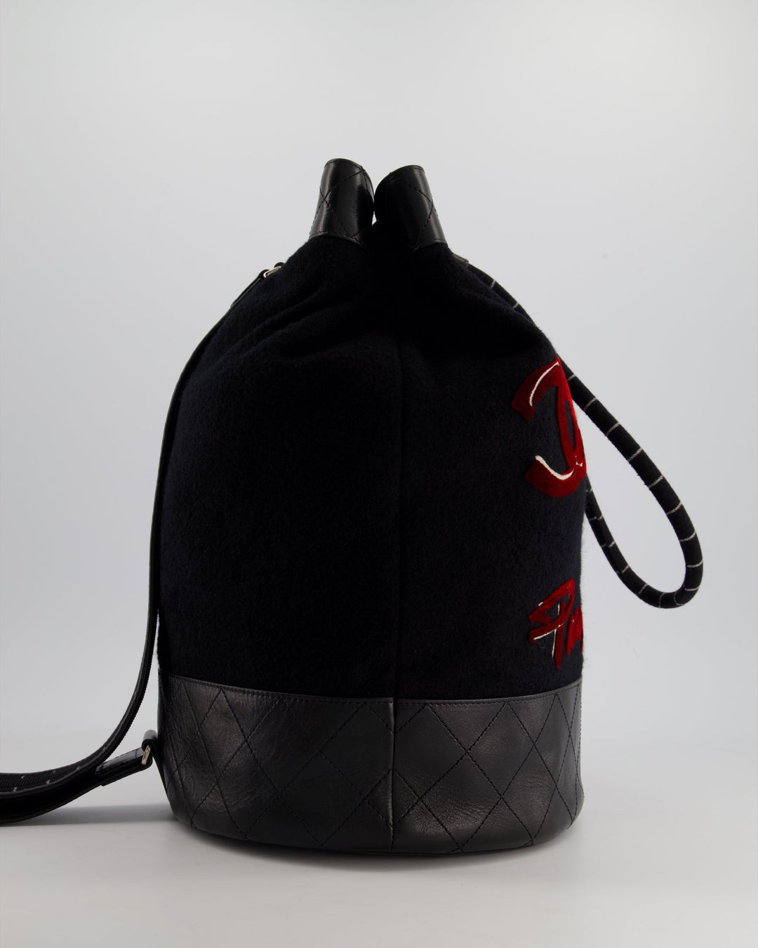 *SUPER RARE* Top Quality Chanel Pre-Fall 2018 Paris Hamburg Wool & Leather One Strap Backpack with Silver Hardware