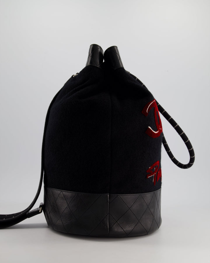 *SUPER RARE* Top Quality Chanel Pre-Fall 2018 Paris Hamburg Wool & Leather One Strap Backpack with Silver Hardware