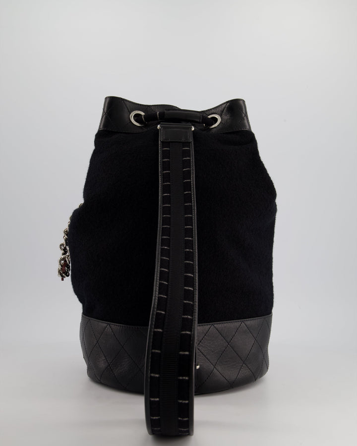 *SUPER RARE* Top Quality Chanel Pre-Fall 2018 Paris Hamburg Wool & Leather One Strap Backpack with Silver Hardware