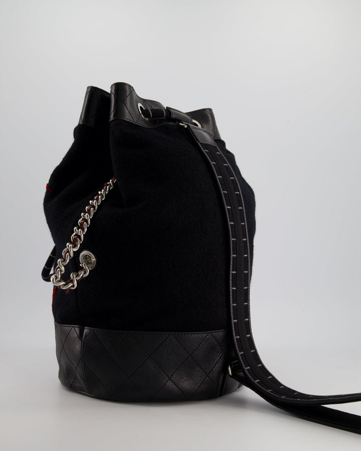 *SUPER RARE* Top Quality Chanel Pre-Fall 2018 Paris Hamburg Wool & Leather One Strap Backpack with Silver Hardware