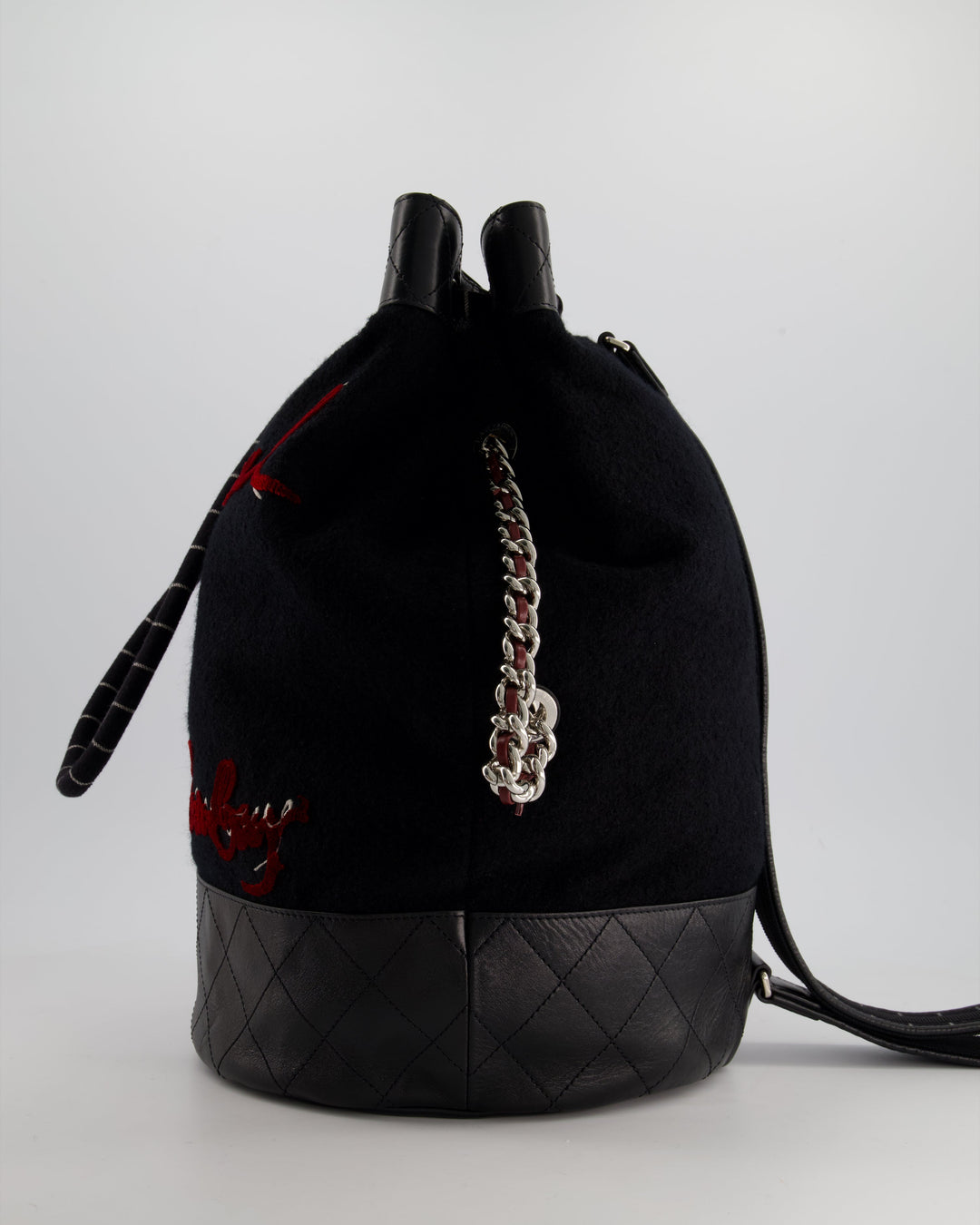 *SUPER RARE* Top Quality Chanel Pre-Fall 2018 Paris Hamburg Wool & Leather One Strap Backpack with Silver Hardware