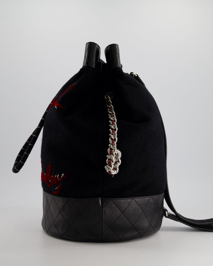 *SUPER RARE* Top Quality Chanel Pre-Fall 2018 Paris Hamburg Wool & Leather One Strap Backpack with Silver Hardware