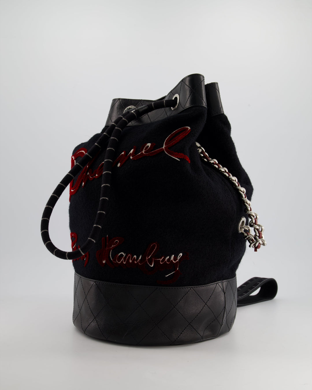 *SUPER RARE* Top Quality Chanel Pre-Fall 2018 Paris Hamburg Wool & Leather One Strap Backpack with Silver Hardware